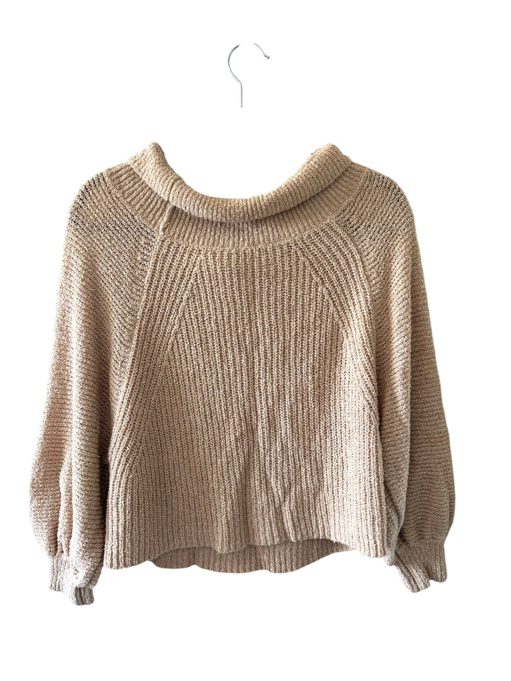 Free People Edessa chunky beach knit sweater in a blush beige color sz Small